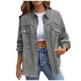 thumbnail image 5 of YueHuiYing Womens Shacket Jacket Coats Fashion Fall Long Sleeve Zipper Canvas Camo Jackets with Pockets, 5 of 6