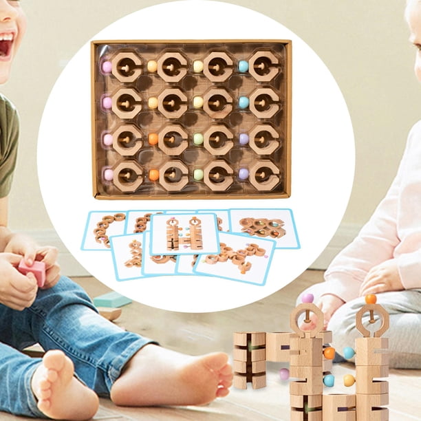 Juego de combinación de formas Montessori, juguete educativo de rompecabezas para pequeños y niñas Color de la madera CUTICAT Juego de apilamiento