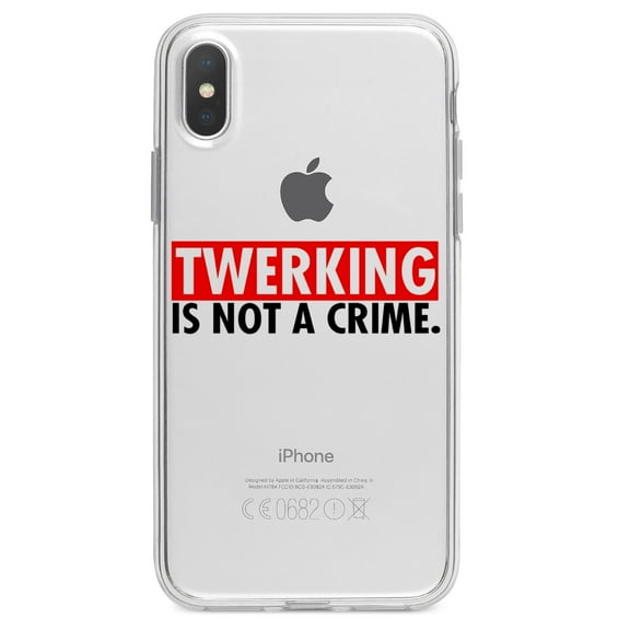DistinctInk Clear Shockproof Hybrid Case for iPhone XS Max (6.5" Screen) - TPU Bumper Acrylic Back Tempered Glass Screen Protector - Twerking is Not a Crime