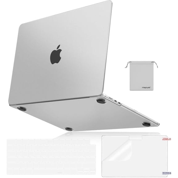 MOSISO Compatible with MacBook Air 13 inch Case 2025 2024 2023 2022 M4 A3240 M3 A3113 M2 A2681, Ultra-Thin Natural Original Hard Shell&Matching Color Keyboard Cover&Screen Film&Pouch, Midnight Clear