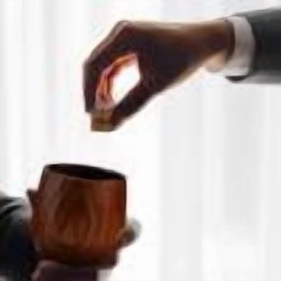 Cameland Tasse en Bois à Fond Plat 300 ml à Grand Ventre avec Charbon de Bois pour Grillade à l'Intérieur Tasse en Bois