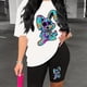 thumbnail image 1 of Conjunto de dos piezas con estampado de dibujos animados, camiseta de manga corta con cuello redondo y pantalones cortos, conjunto casual de verano de 2 piezas, ropa de mujer, 1 of 4