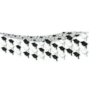 Party Central Pack of 6 Black and White Graduation Cap Hanging Ceiling Party Decors 12'