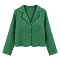 thumbnail image 2 of Zysthvn Single Breasted Womens Jacket Casual Blazer Lightweight Long Sleeve Elegant Coats for Women Cropped Lapel Button Solid Tops, 2 of 5
