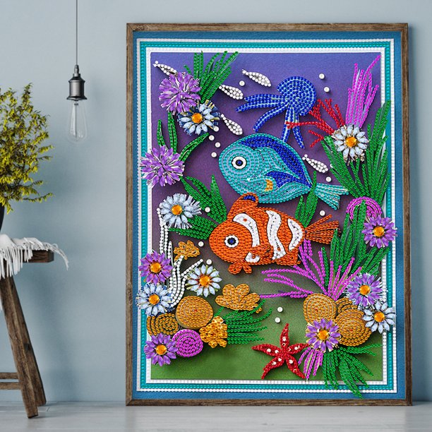 Cuadros Decorativos Taladro de pieza de pez payaso hecho a mano 5D en forma especial DIY Kit de pintura de diamante artesanal Ndcxsfigh Nuevos Originales