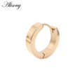 thumbnail image 1 of Alisouy 2 piezas Punk mujeres hombres pequeños Huggie pendientes Color dorado negro azul Acero inoxidable redondo suave círculo aro pendientes joyería Tan Jianjun unisex, 1 of 2