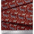 thumbnail image 3 of Soimoi Red Viscose Chiffon Fabric Deer Animal Print Fabric by the Yard 42 Inch Wide, 3 of 3