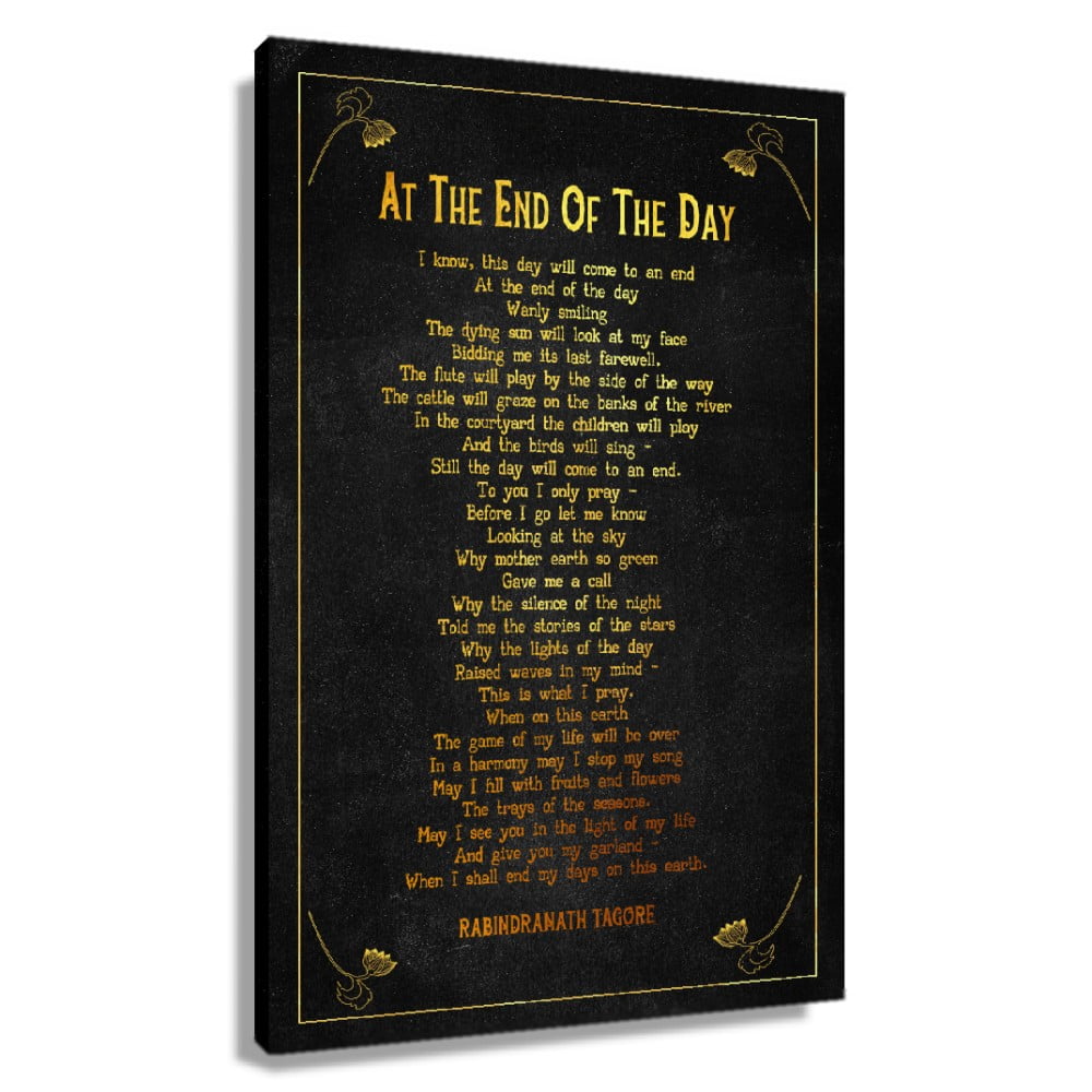 At The End of The Day Poem Wall Decor Rabindranath Tagore Quote Wall