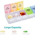 thumbnail image 2 of AM PM Weekly 7 Day Pill Organizer, Large Daily Pill Cases Pill Box with Easy Push Button Design for Pills/Vitamin/Fish Oil/Supplements (Rainbow), 2 of 9