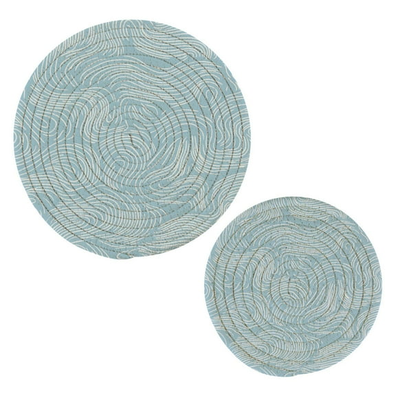 Cotton Rope Pot Holder Set of 2 Kitchen Trivets Hand-drawn Waves Potholdersfor Hot Pans & Dishes