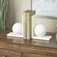thumbnail image 2 of DecMode 6" Sleek Orb Geometric 12 lbs White Marble Bookends with L- Shaped Bases (Set of 2), 2 of 7