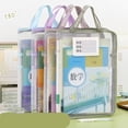 thumbnail image 5 of Twfbrm Mesh Zipper Pouch with Handle, Large Capacity A3 Size Expandable Nylon File Folders with Label Pocket, Transparent Multi-Layer File Organizer Portable Document Stationery Storage Bag for Office, 5 of 9