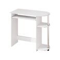 thumbnail image 5 of HOMLUX Simplistic Computer Desk Modern Small-Space Home Office Table with Keyboard Tray & Side Shelf, White/Stainless, 5 of 6