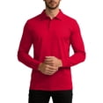 thumbnail image 6 of Jinhomg Men's Golf Polo Shirts Long Sleeve UPF 50+ Sun Protection Collar Shirts Lightweight Summer Casual Quick Dry Tee Shirts Red,XXL, 6 of 7