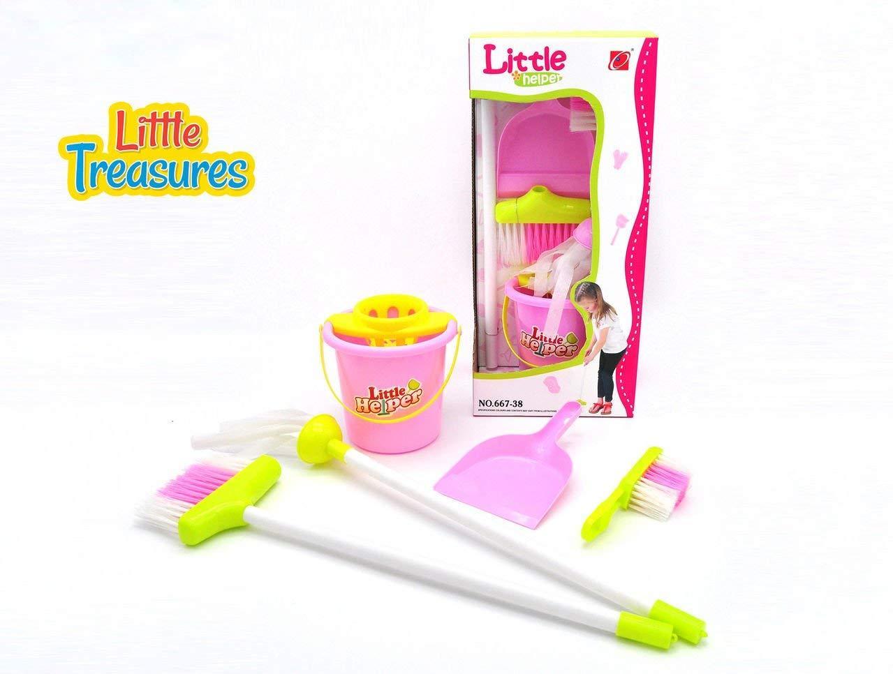 Little Treasures Moms Helper Broom and Mop Toy Cleaning Set for Children
