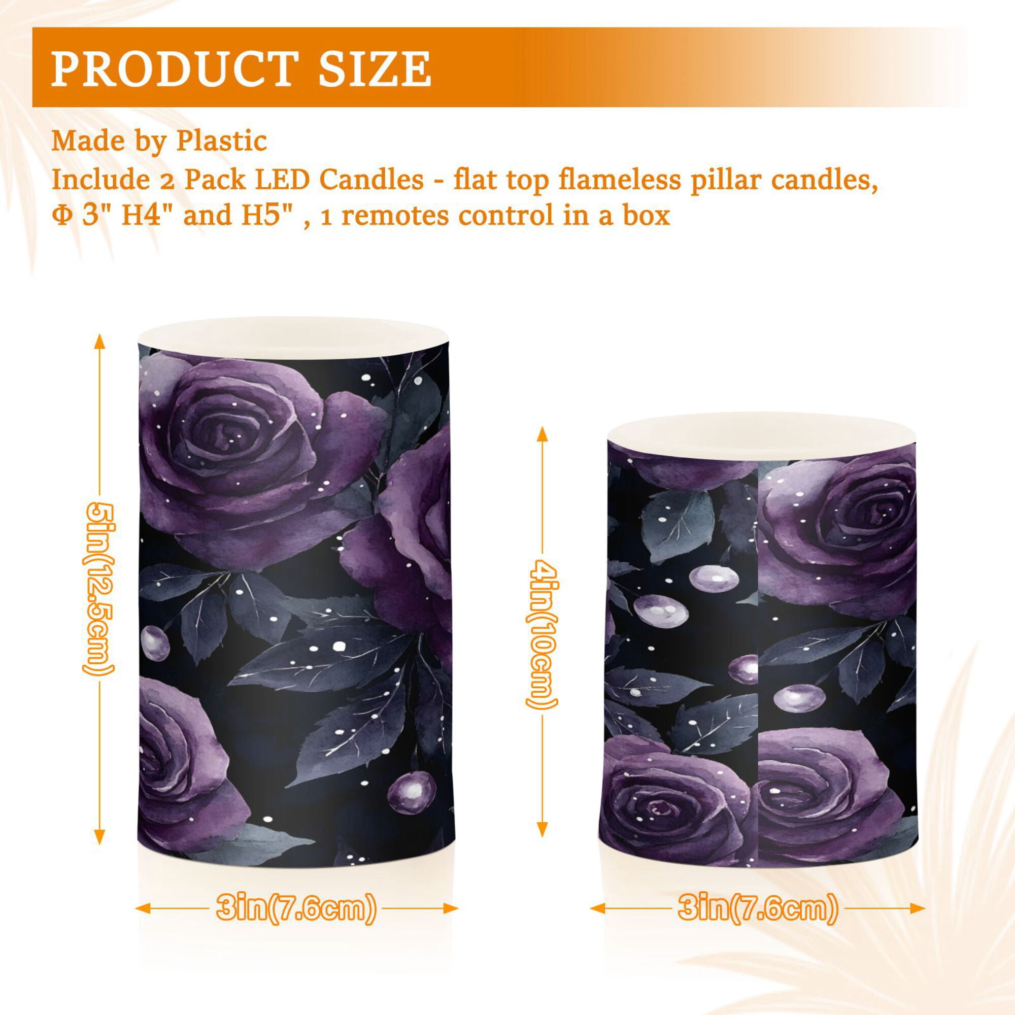 Yayeee Flameless Candles with Remote Flickering Battery Operated Multi Color Changing, Roses and Pearls