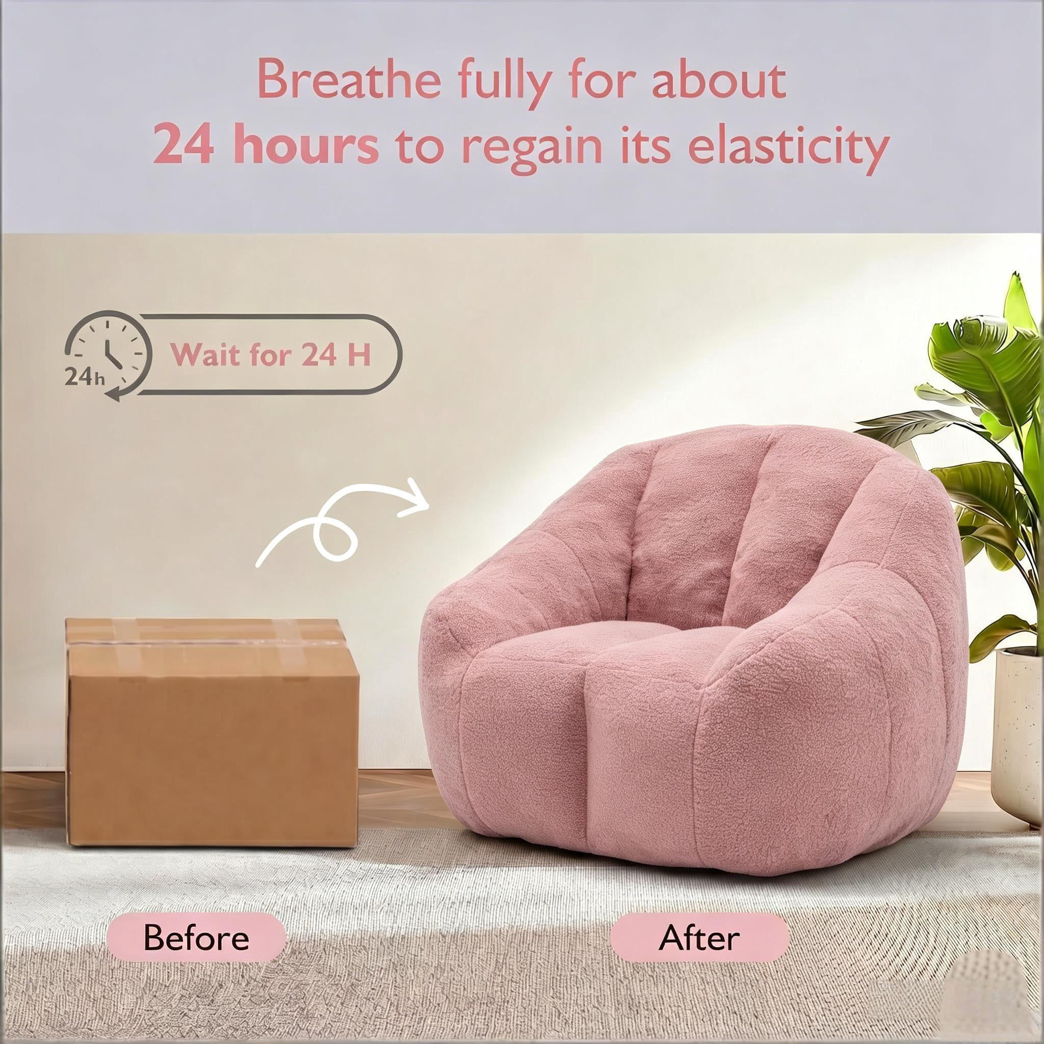Howcool Bean Bag Chair with Filler, Memory Foam Tufted Fluffy Lazy Sofa for Living Room Dorm Apartment