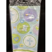 Amscan 579423 Sweet Christening Plastic Table Cover, 54" X 102", Blue