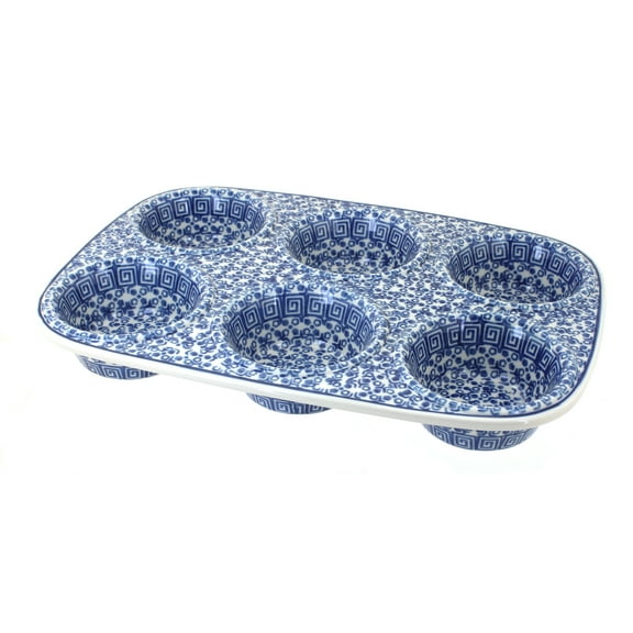 Blue Rose Polish Pottery Olympia Muffin Pan