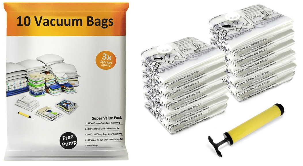 Basics Vacuum Compression Storage Bags with Hand Pump 5Pack Medium