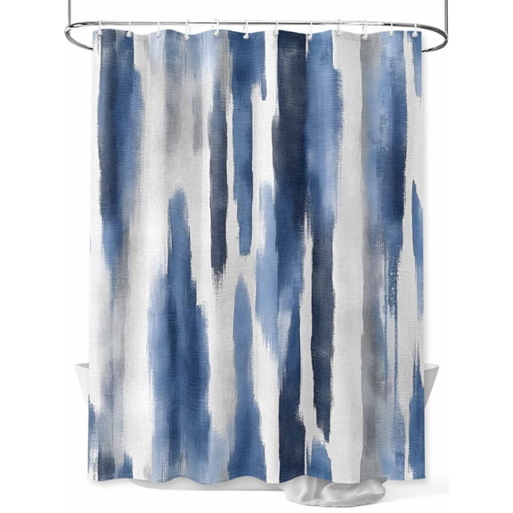 Watercolors Blue White Shower Curtain, Abstract Painting Waterproof Shower Curtain Set with 12 Hooks Lightweight Washable Fabric Shower Curtains for Bathroom 60x72 Inches