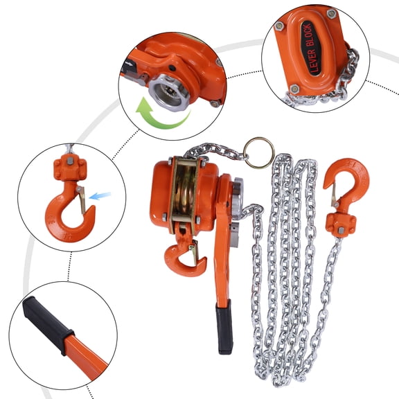 ChicHomey Manual Chain Hoist,1650lbs Max Lifting Capacity,10ft Height | G80 Manganese Steel Chain,Two-Pawl Brake Mechanism ,for Workshop/Garage/Construction