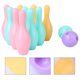 thumbnail image 4 of JMXIANG 1 juego de bolos para niños, divertido kit deportivo para interiores (rosa, amarillo, azul cielo), 4 of 6