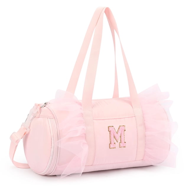 Bolsa de lona Mibasies para niñas de 4 a 6 niños, rosa con letra