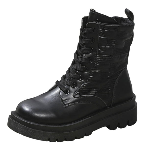 NECHOLOGY Botas Mujer Zapatos Botines de mujer Botas grandes de longitud media para mujer nuevas botas de cuero versátiles informales de moda antideslizantes con suela gruesa (Black, 8.5)