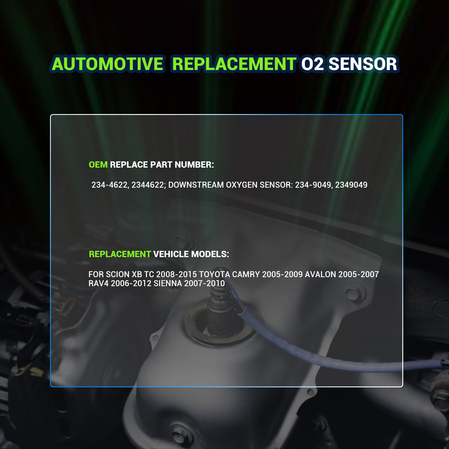 Techie 2Pcs 234-4622 234-9049 Upstream and Downstream Oxygen O2 Sensor for Scion XB TC 2008-2015 Toyota Camry 2005-2009 Avalon 2005-2007 RAV4 2006-2012 Sienna 2007-2010