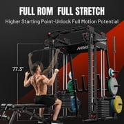 Mikolo M11 Elite Smith Machine Home Gym,2200 lbs Power Rack Cage with Dual 130LBS Weight Stacks, Functional Trainer , 18PCS Aluminum Pulleys and Other Attachments for Home Gym