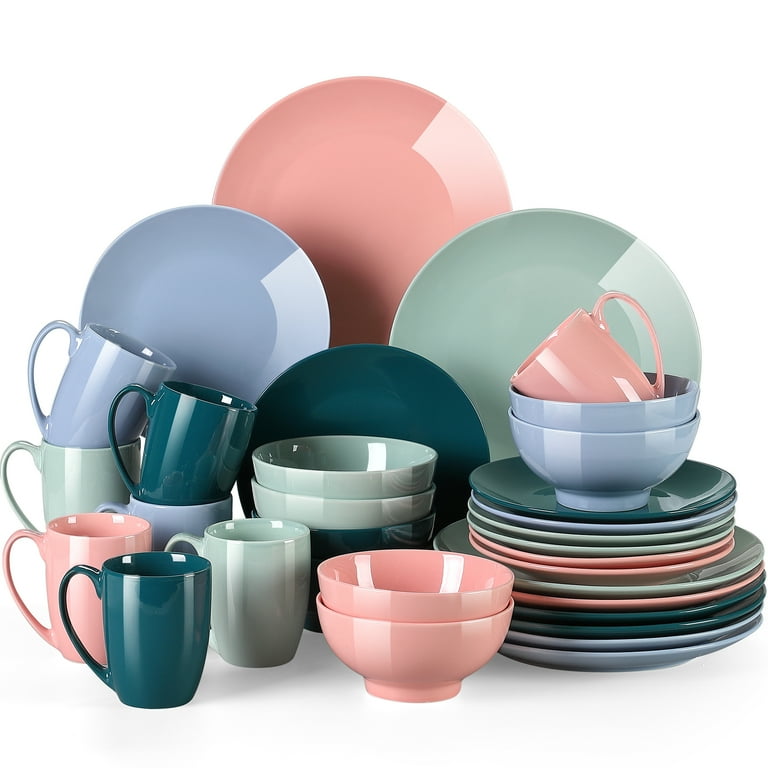 LOVECASA Porcelain Dinnerware Set, 32-Piece Mixed Color, Service