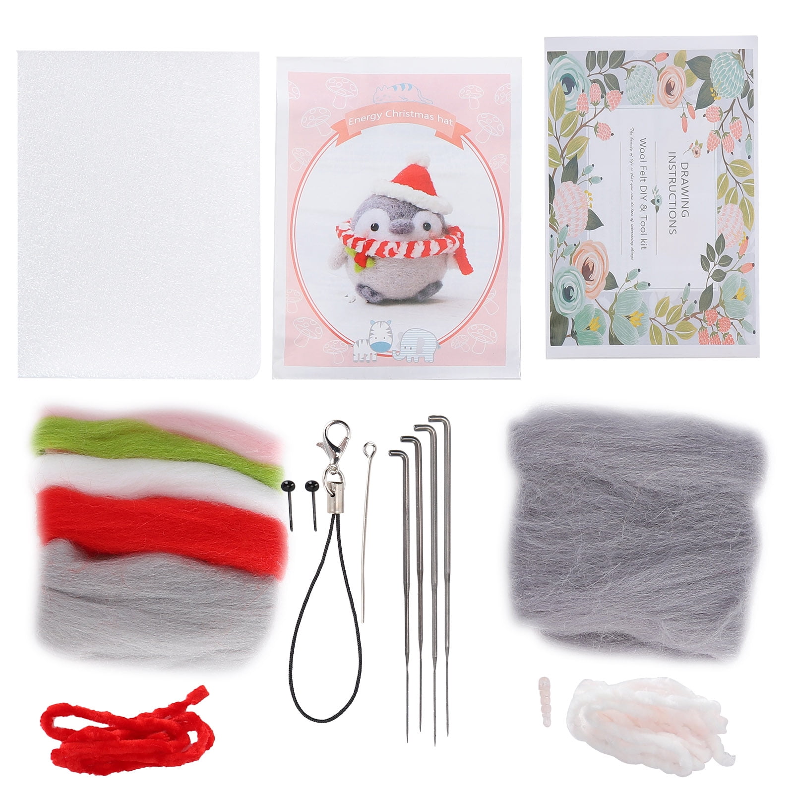 WATINC Juego de 4 bonitos kits de iniciación de fieltro de aguja de animales de rana, pollito, abeja, narval animal, herramientas de fieltro de lana