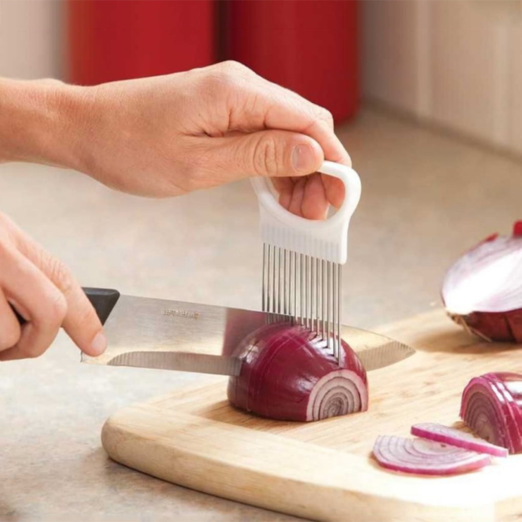 Stainless Steel Onion Slicer Vegetable Tomato Holder Kitchen Cutter Tools B2Q2 