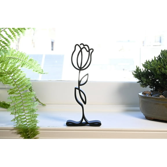 Rose Bud Sculpture, Minimalist Line Art, Elegant Floral Home Decor
