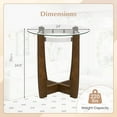 thumbnail image 3 of Costway 2 PCS 24" Round Side Table Glass End Table with Tempered Glass Top Cross Walnut, 3 of 10