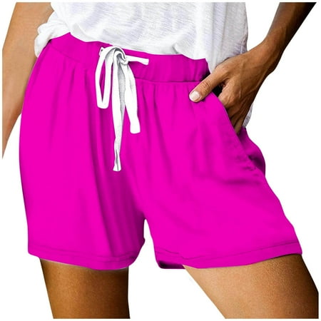 VMESZQFG Womens Athletic Shorts Cotton Boy Shorts Underwear for Women s Fashionable Printed Drawstring Shorts Summer Elastic Waist Casual Short Skirts for Women Elastic Waist Pink