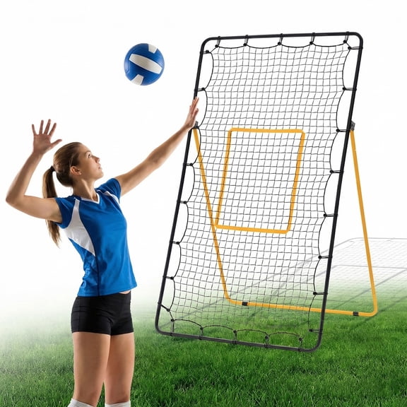 EDX Volleyball Rebounder Net with Travel Bag, Adjustable Angle Training Equipment for Solo Practice & Team Drills, Black