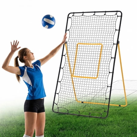 EDX Volleyball Rebounder Net with Travel Bag, Adjustable Angle Training Equipment for Solo Practice & Team Drills, Black