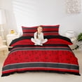 thumbnail image 2 of jejeloiu Bold Paisley Duvet Cover King For Men Women,Striped Print King Bedding,Red Black,Black Reversible,3-Piece,1 Duvet Cover and 2 Pillowcases, 2 of 6