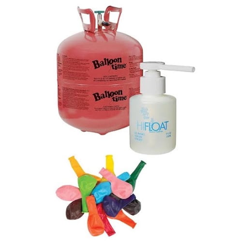Balloon Time Large Helium Tank with 30 Balloons, Ribbon & HiFloat