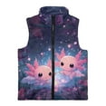thumbnail image 4 of Uorisanigo Fleece Jacket Vest for Girl & Boys Lightweight Sleeveless Full Zip Warm Cherry Blossom Axolotl Outwear with Pockets Soft Puffy Kids Outdoor Layering Size 2-12, 4 of 7