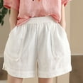 thumbnail image 2 of Women's Plus Size Relaxed Fit Shorts, Elastic Waist Convenient Pockets, Solid Color Pull‑on Shorts for Summer Daily Casual | TruHer,White 2XL, 2 of 6