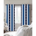 thumbnail image 4 of Anchor Stripe Kitchen Curtains Navy Blue Nautical Coastal White Sea Cafe Short Curtains for Bathroom Blackout Window Curtain Grommet Small Window Treatment Drapes for Bedroom Living Room 52"x45"x2, 4 of 9