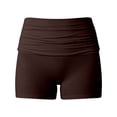 thumbnail image 3 of Arlun Womens Fold over Yoga Shorts Summer Elastic High Waist Seamless Lifting Gym Leggings Comfortable Soft Breathable Pure Color Non See Through Athletic Shorts Coffee XL, 3 of 4
