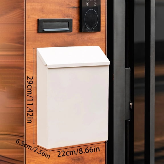 Bizhua Creative Iron Suggestion Boxwall Mounted Mailbox Drop Box with Lock Metal Postbox Wall Hanging Mail Box Newspaper Holder Box for Gate Outside House Decor White