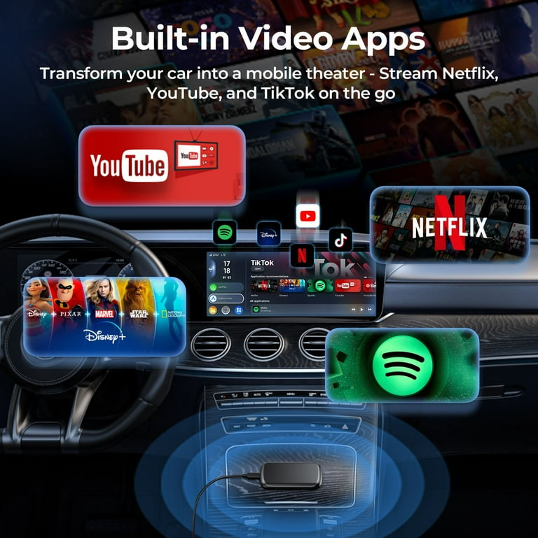 TIMEKNOW Wireless CarPlay Adapter, 2025 Upgrade, Netflix/YouTube