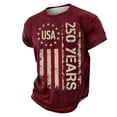 thumbnail image 2 of Men's USA 250 Years Patriotic Flag Print T Shirts Casual Short Sleeve Independence Day Comfortable Tees Tops,Wine,M, 2 of 9