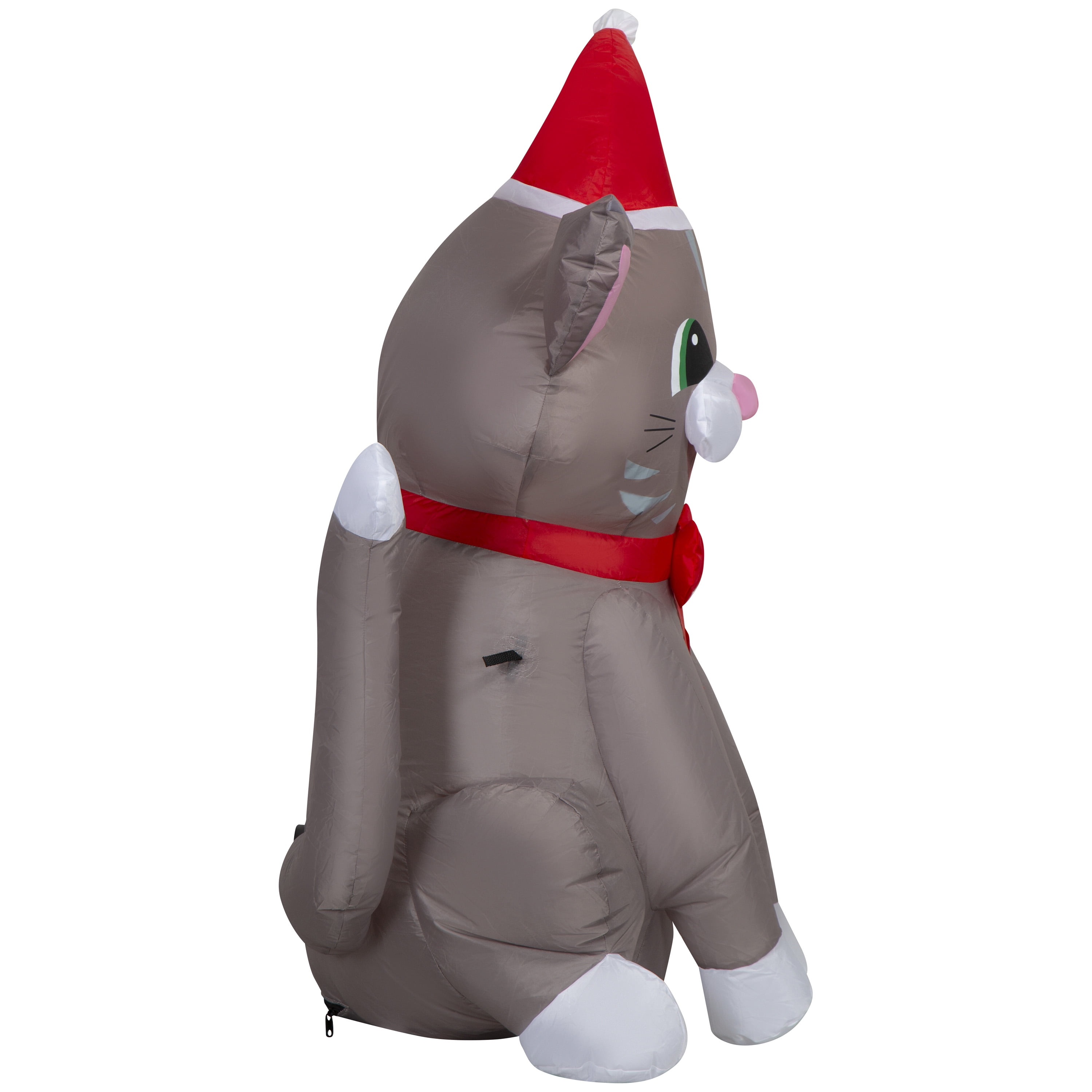 3.5 ft Tabby Cat in Santa Outfit Christmas Airblown Yard Inflatable, Multicolor, by Holiday Time