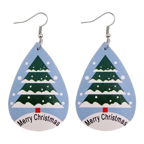Pendientes para mujer, regalos para mujer, pendientes navideños de piel sintética, pendientes colgantes con forma de lágrima, pendientes de animales.